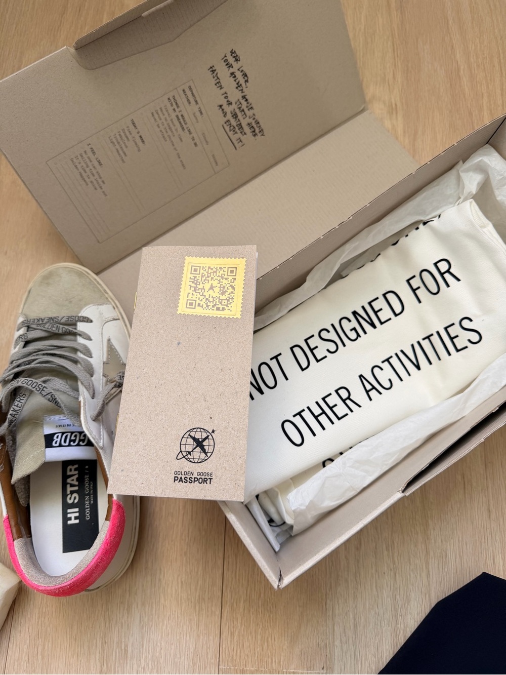 Golden Goose White Leather Super-Star Sneakers with Pink Heel - Picture 6 of 9